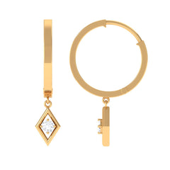Minimal Diamond Drop Hoop Earrings with Certificate