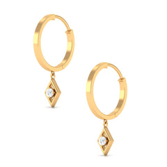 Minimal Diamond Drop Hoop Earrings with Certificate