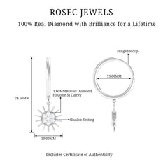 Certified Diamond Sunburst Hoop Earrings