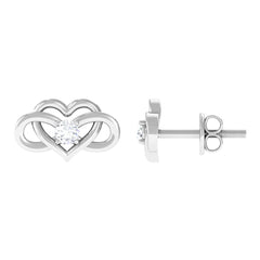Natural Diamond Infinity Heart Earrings with Screw Back