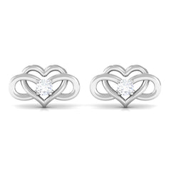 Natural Diamond Infinity Heart Earrings with Screw Back