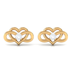 Natural Diamond Infinity Heart Earrings with Screw Back