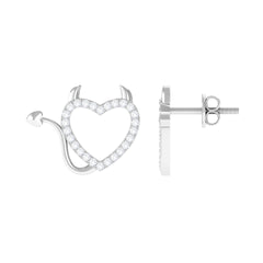 Round Diamond Devil Heart Earrings
