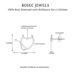 Round Diamond Devil Heart Earrings