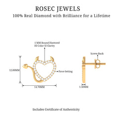 Round Diamond Devil Heart Earrings