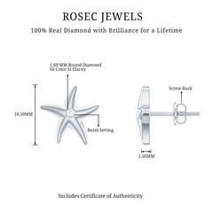 Diamond Starfish Stud Earrings for Women