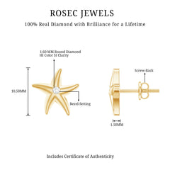 Diamond Starfish Stud Earrings for Women