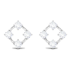 Natural Womens Diamond Stud Earrings with Screw Back