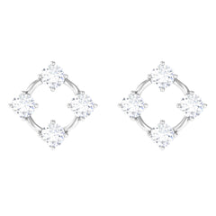 Natural Womens Diamond Stud Earrings with Screw Back