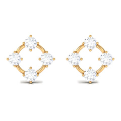 Natural Womens Diamond Stud Earrings with Screw Back
