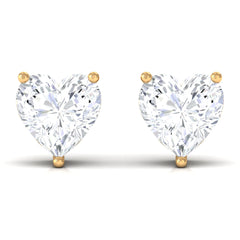 Certified Real Diamond Heart Shaped Earrings with Screw Back