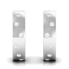 Flush Set Diamond Hoop Earrings For Women