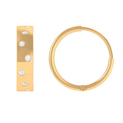 Flush Set Diamond Hoop Earrings For Women