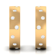 Flush Set Diamond Hoop Earrings For Women