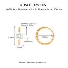 Diamond Flower Hoop Earrings For Her