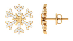 Natural Diamond Snowflake Earrings with Screw Back