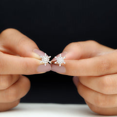 Bezel Set Diamond Snowflake Stud Earrings