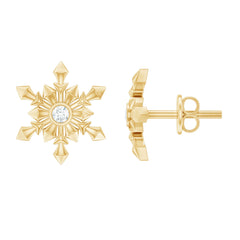 Bezel Set Diamond Snowflake Stud Earrings