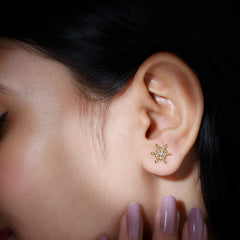 Bezel Set Diamond Snowflake Stud Earrings