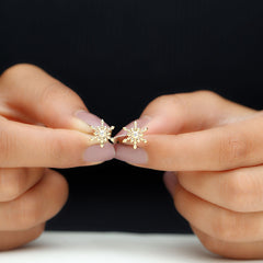 Bezel Set Diamond Snowflake Stud Earrings