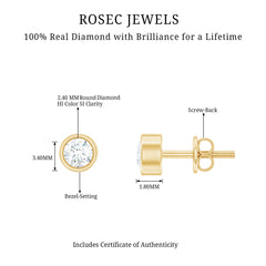 Minimalistic Bezel Set Diamond Stud Earrings