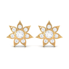 Natural Diamond Flower Earrings with Screw Back