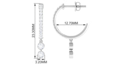 Diamond Hoop Drop Earrings in Bezel Setting