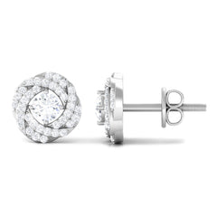Classic Diamond Cluster Earrings with Screw Back