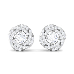 Classic Diamond Cluster Earrings with Screw Back