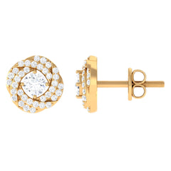 Classic Diamond Cluster Earrings with Screw Back