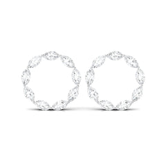 Natural Marquise Diamond Circle Earrings Studs with Screw Back