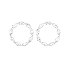Natural Marquise Diamond Circle Earrings Studs with Screw Back
