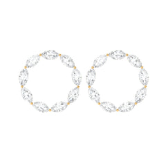 Natural Marquise Diamond Circle Earrings Studs with Screw Back