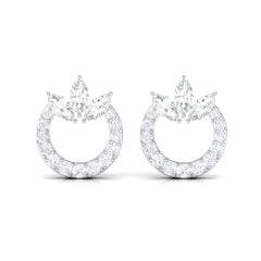 Natural Diamond Circle Stud Earrings with Certificate