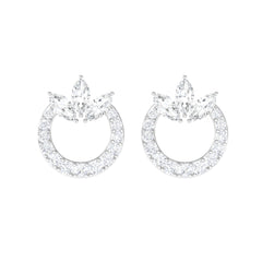 Natural Diamond Circle Stud Earrings with Certificate