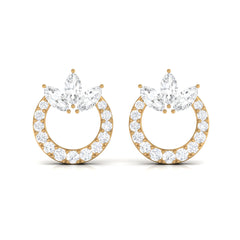 Natural Diamond Circle Stud Earrings with Certificate