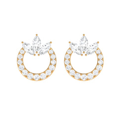 Natural Diamond Circle Stud Earrings with Certificate