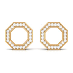 Certified Real Diamond Geometric Earrings with Screw Back
