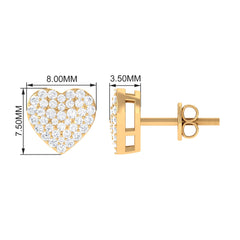 Natural Diamond Heart Earrings with Screw Back
