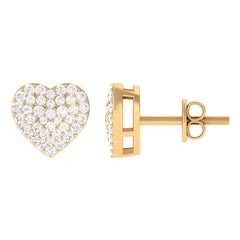 Natural Diamond Heart Earrings with Screw Back