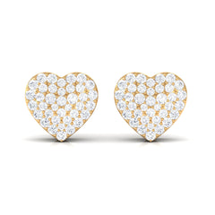Natural Diamond Heart Earrings with Screw Back