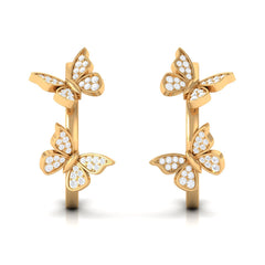 Diamond Butterfly Hoop Earrings