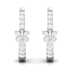Certified Diamond Butterfly Hoop Earrings