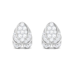 Genuine Diamond Lotus Leaf Earrings with Screw Back