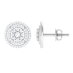 Flower Inspired Diamond Halo Stud Earrings