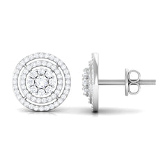 Flower Inspired Diamond Halo Stud Earrings