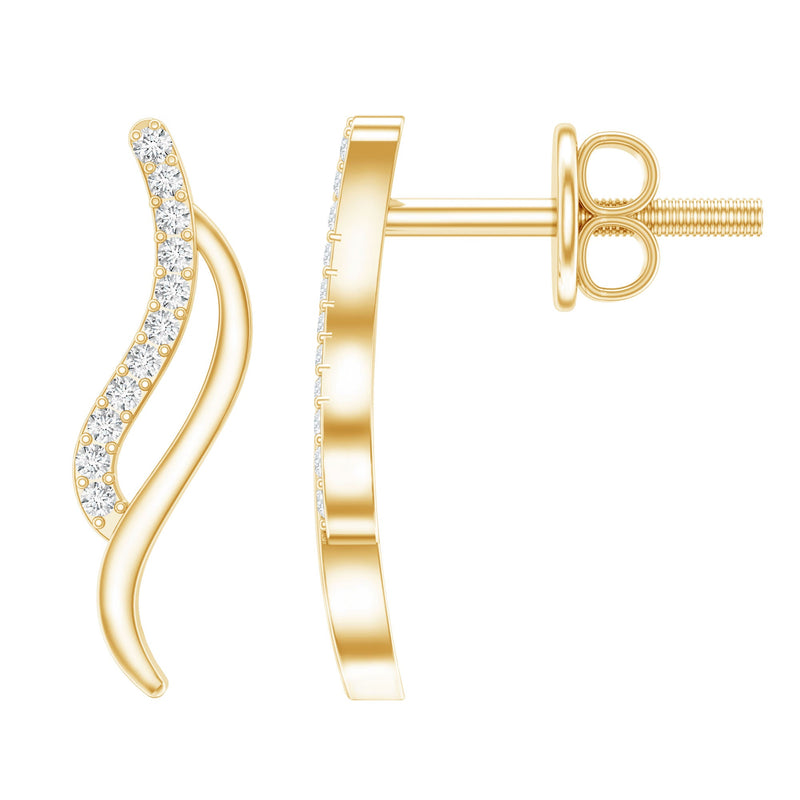 Prong Set Diamond Leaf Stud Earrings for Women