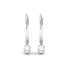 Natural 3 Stone Diamond Drop Hoop Earrings