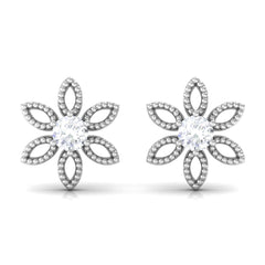 Natural Diamond Flower Stud Earrings with Certificate