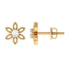 Natural Diamond Flower Stud Earrings with Certificate